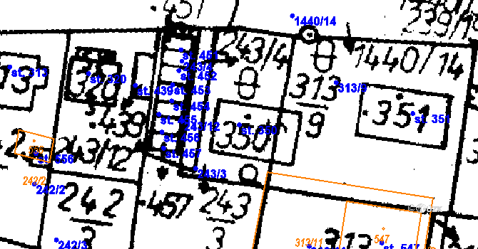 Parcela st. 350 v KÚ Bernartice u Milevska, Katastrální mapa