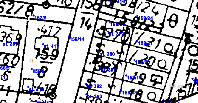 Parcela st. 380 v KÚ Bernartice u Milevska, Katastrální mapa