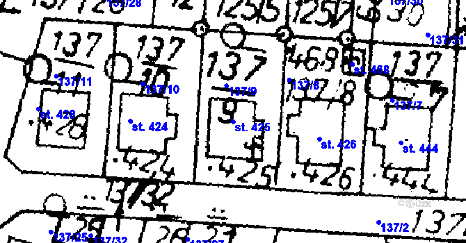 Parcela st. 425 v KÚ Bernartice u Milevska, Katastrální mapa