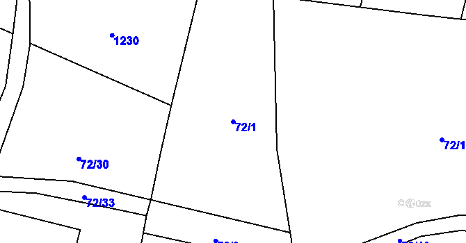Parcela st. 72/1 v KÚ Bernartice u Milevska, Katastrální mapa