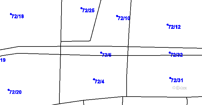 Parcela st. 72/5 v KÚ Bernartice u Milevska, Katastrální mapa