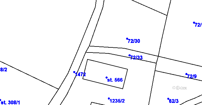 Parcela st. 72/6 v KÚ Bernartice u Milevska, Katastrální mapa
