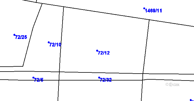 Parcela st. 72/12 v KÚ Bernartice u Milevska, Katastrální mapa