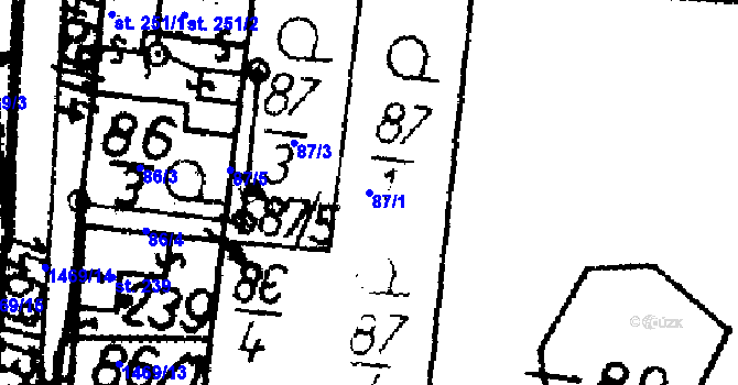 Parcela st. 87/1 v KÚ Bernartice u Milevska, Katastrální mapa