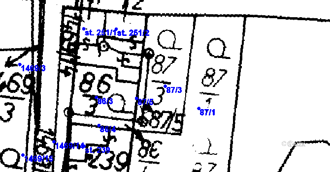 Parcela st. 87/3 v KÚ Bernartice u Milevska, Katastrální mapa