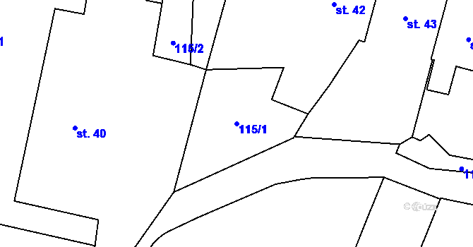 Parcela st. 115/1 v KÚ Bernartice u Milevska, Katastrální mapa