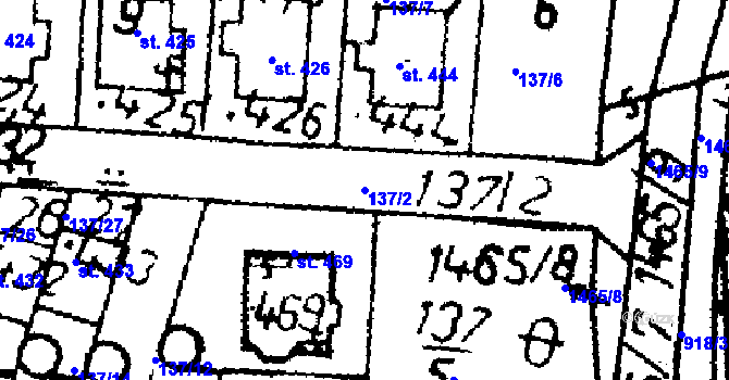 Parcela st. 137/2 v KÚ Bernartice u Milevska, Katastrální mapa