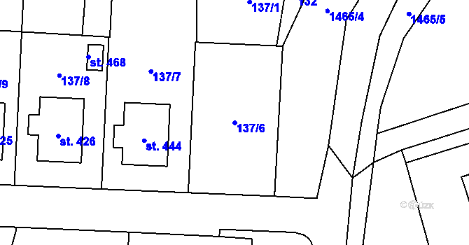 Parcela st. 137/6 v KÚ Bernartice u Milevska, Katastrální mapa