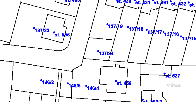 Parcela st. 137/24 v KÚ Bernartice u Milevska, Katastrální mapa