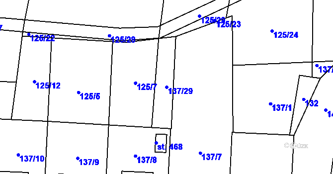 Parcela st. 137/29 v KÚ Bernartice u Milevska, Katastrální mapa