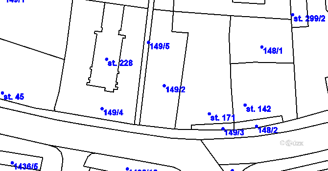 Parcela st. 149/2 v KÚ Bernartice u Milevska, Katastrální mapa