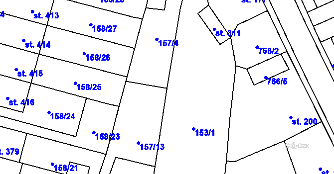 Parcela st. 153/2 v KÚ Bernartice u Milevska, Katastrální mapa