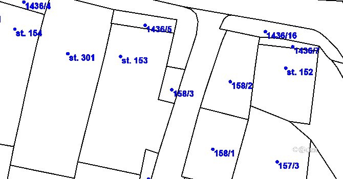 Parcela st. 158/3 v KÚ Bernartice u Milevska, Katastrální mapa