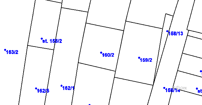 Parcela st. 160/2 v KÚ Bernartice u Milevska, Katastrální mapa
