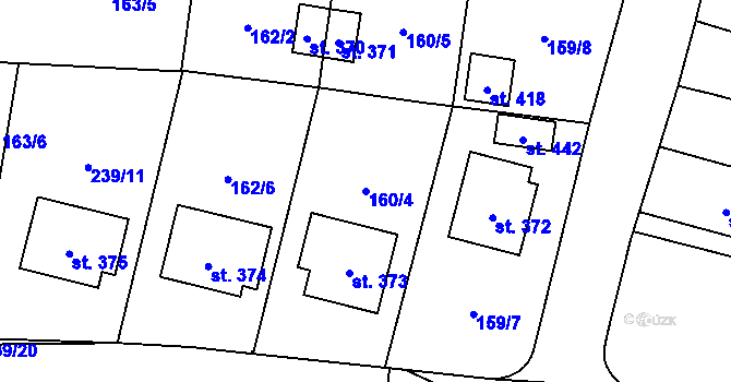 Parcela st. 160/4 v KÚ Bernartice u Milevska, Katastrální mapa