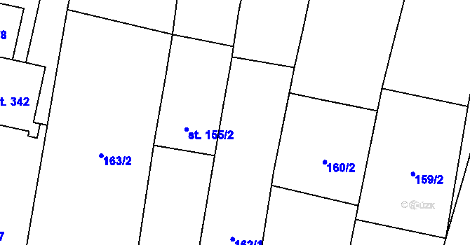 Parcela st. 162/4 v KÚ Bernartice u Milevska, Katastrální mapa