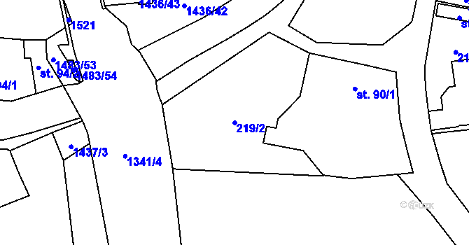 Parcela st. 219/2 v KÚ Bernartice u Milevska, Katastrální mapa