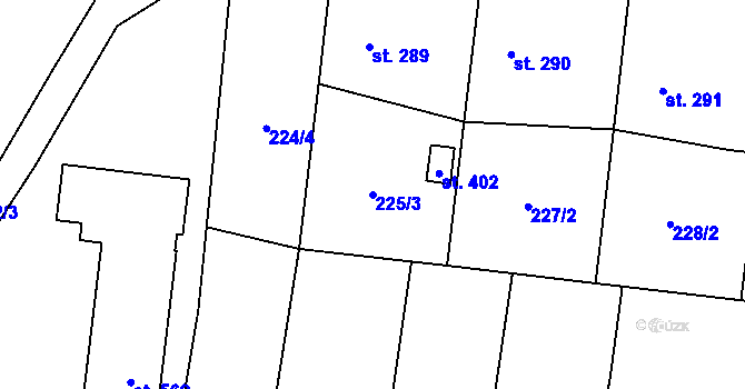 Parcela st. 225/3 v KÚ Bernartice u Milevska, Katastrální mapa