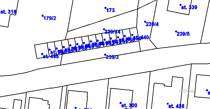 Parcela st. 239/3 v KÚ Bernartice u Milevska, Katastrální mapa
