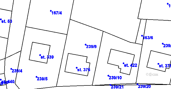 Parcela st. 239/9 v KÚ Bernartice u Milevska, Katastrální mapa