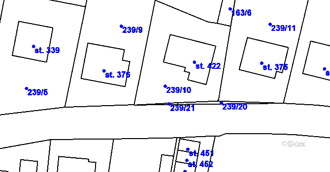 Parcela st. 239/10 v KÚ Bernartice u Milevska, Katastrální mapa