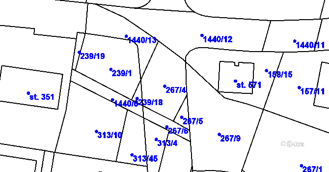 Parcela st. 267/4 v KÚ Bernartice u Milevska, Katastrální mapa