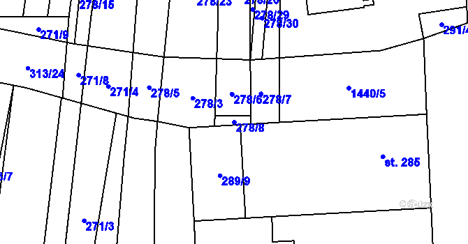 Parcela st. 278/8 v KÚ Bernartice u Milevska, Katastrální mapa