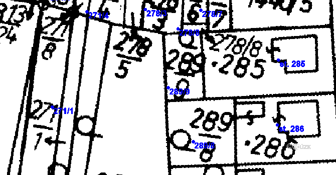 Parcela st. 289/9 v KÚ Bernartice u Milevska, Katastrální mapa