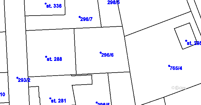 Parcela st. 296/6 v KÚ Bernartice u Milevska, Katastrální mapa
