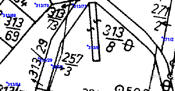 Parcela st. 313/8 v KÚ Bernartice u Milevska, Katastrální mapa