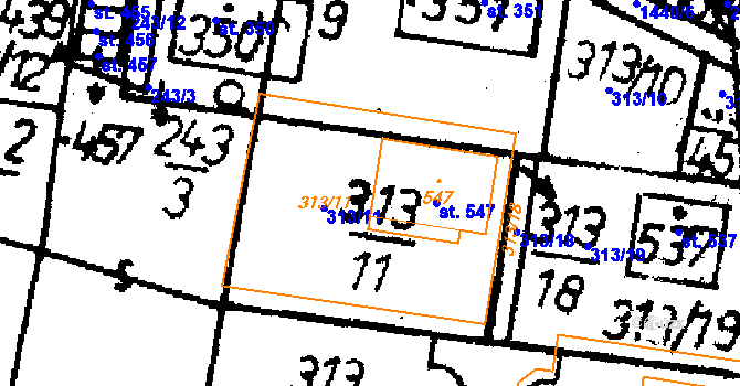 Parcela st. 313/11 v KÚ Bernartice u Milevska, Katastrální mapa