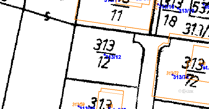 Parcela st. 313/12 v KÚ Bernartice u Milevska, Katastrální mapa
