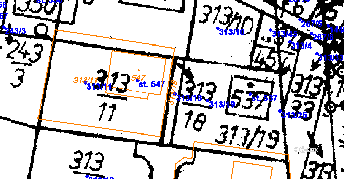 Parcela st. 313/18 v KÚ Bernartice u Milevska, Katastrální mapa