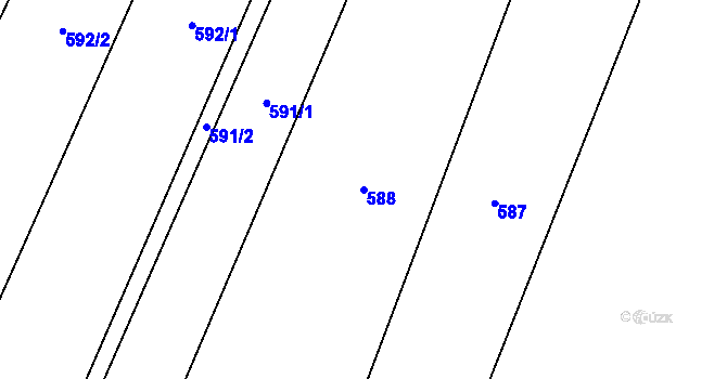 Parcela st. 588 v KÚ Bernartice u Milevska, Katastrální mapa