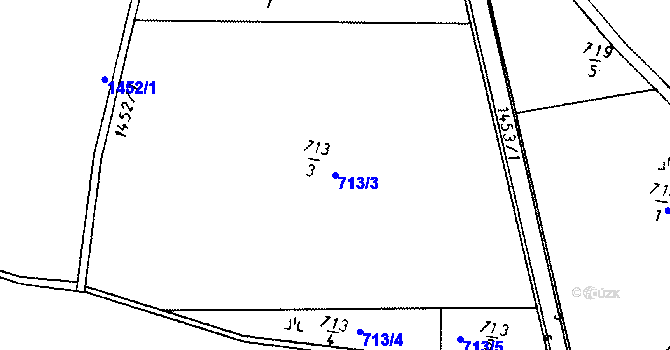 Parcela st. 713/3 v KÚ Bernartice u Milevska, Katastrální mapa