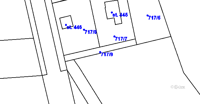 Parcela st. 717/9 v KÚ Bernartice u Milevska, Katastrální mapa