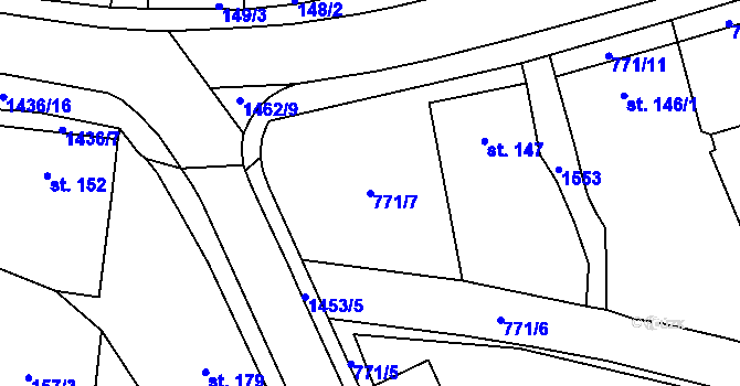 Parcela st. 771/7 v KÚ Bernartice u Milevska, Katastrální mapa