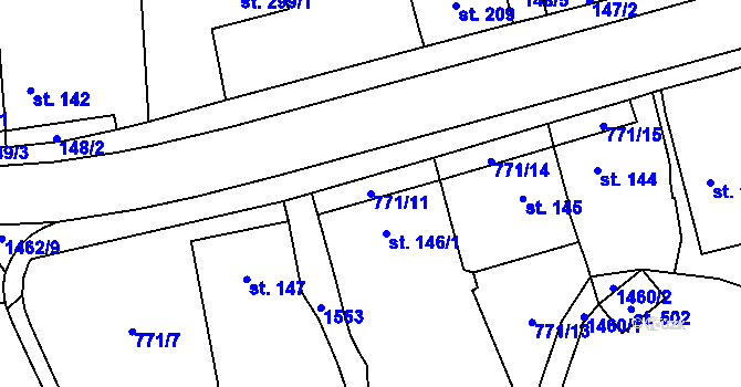Parcela st. 771/11 v KÚ Bernartice u Milevska, Katastrální mapa