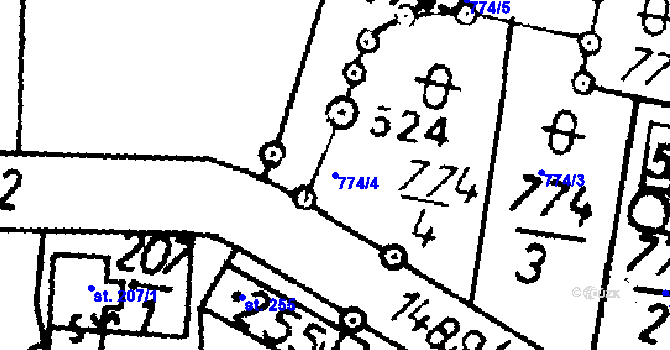 Parcela st. 774/4 v KÚ Bernartice u Milevska, Katastrální mapa