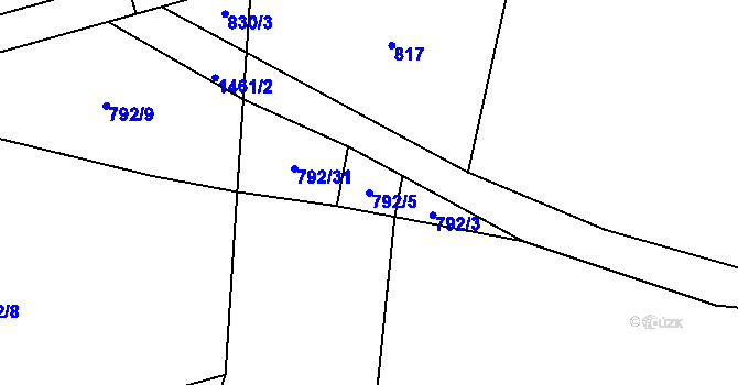 Parcela st. 792/5 v KÚ Bernartice u Milevska, Katastrální mapa