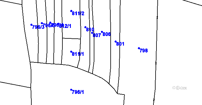 Parcela st. 796/2 v KÚ Bernartice u Milevska, Katastrální mapa