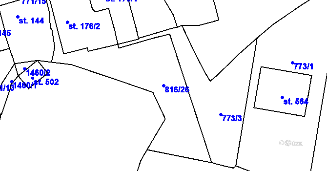 Parcela st. 816/26 v KÚ Bernartice u Milevska, Katastrální mapa