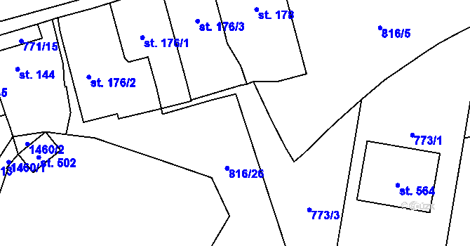 Parcela st. 816/27 v KÚ Bernartice u Milevska, Katastrální mapa