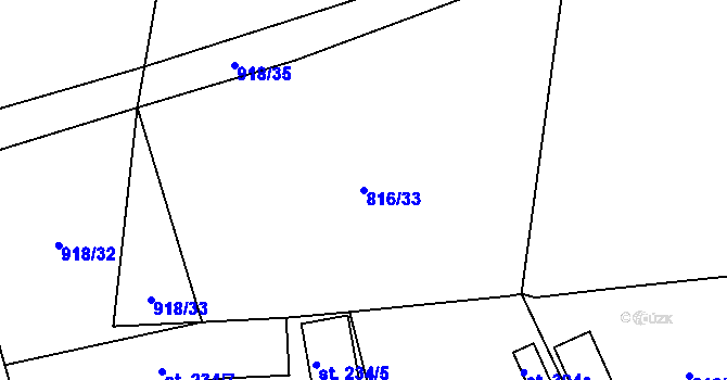 Parcela st. 816/33 v KÚ Bernartice u Milevska, Katastrální mapa