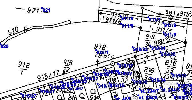 Parcela st. 918/1 v KÚ Bernartice u Milevska, Katastrální mapa