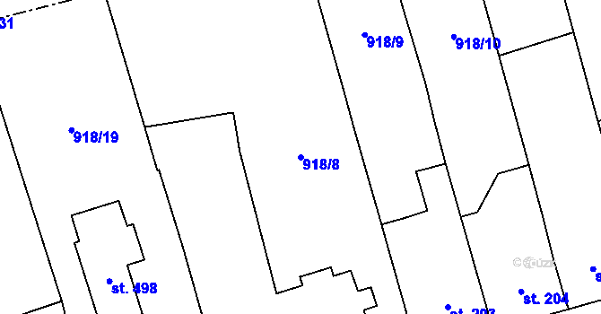 Parcela st. 918/8 v KÚ Bernartice u Milevska, Katastrální mapa