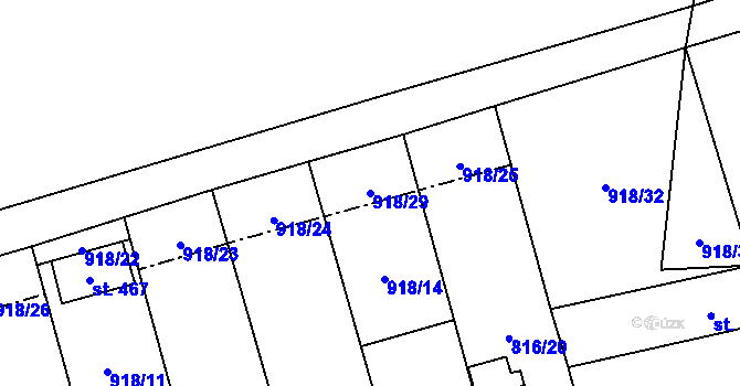 Parcela st. 918/29 v KÚ Bernartice u Milevska, Katastrální mapa