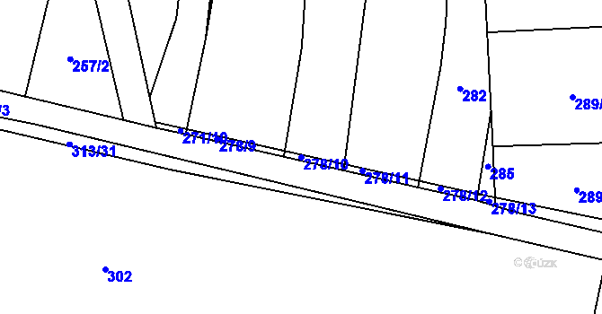 Parcela st. 278/10 v KÚ Bernartice u Milevska, Katastrální mapa
