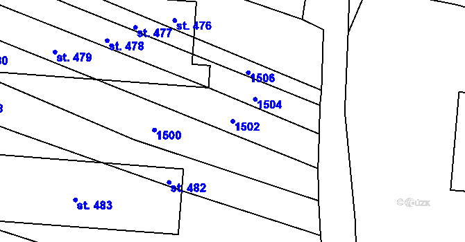 Parcela st. 1502 v KÚ Bernartice u Milevska, Katastrální mapa