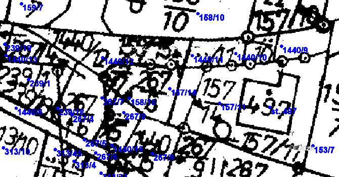 Parcela st. 157/14 v KÚ Bernartice u Milevska, Katastrální mapa